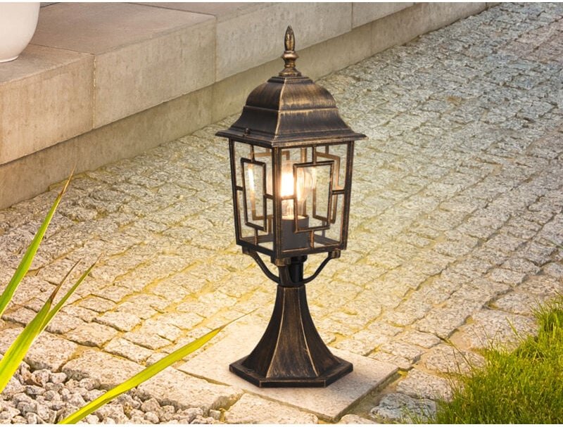 Trio Leuchten - Antike Sockelleuchte volturno aus Aluminium Rostoptik, Höhe 47cm