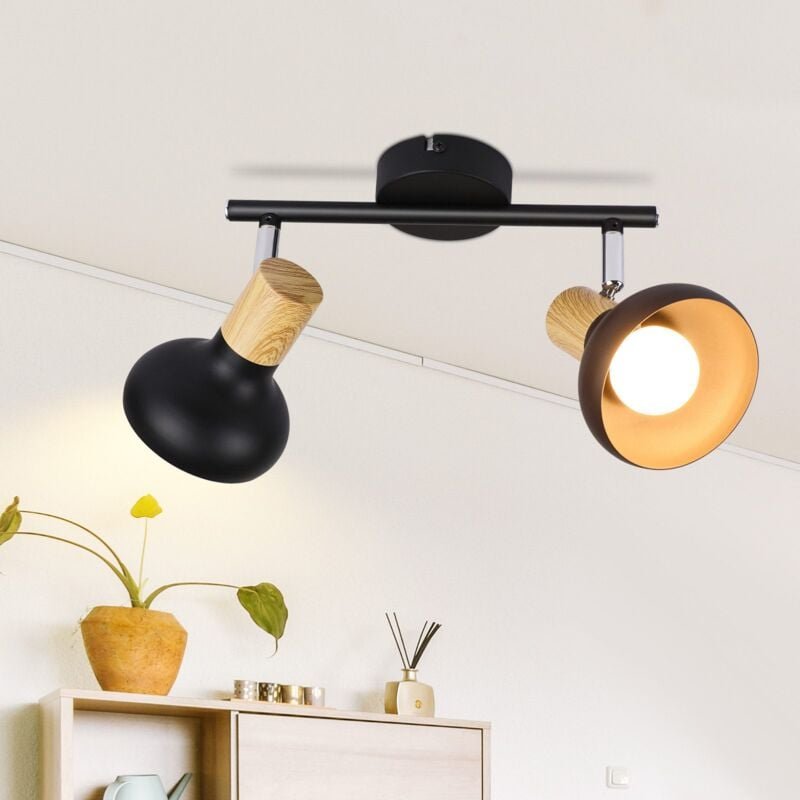 Thumbnail - Deckenstrahler 2 Flammig GBLY Deckenleuchte Vintage - Deckenlampe Schwarz Flur Strahler Industrial Metall Deckenspots E1...