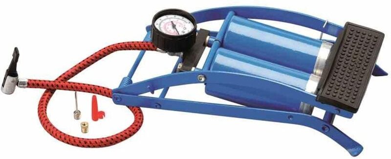 Fussluftpumpe Doppelzylinder blau