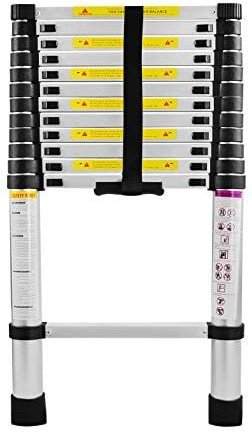 Teleskopleiter Klappbar 3,8M Multifunktionsleiter Aluminium Anlegeleiter Mehrzweckleiter Ausziehbare Leiter 13 Stufe Ste...