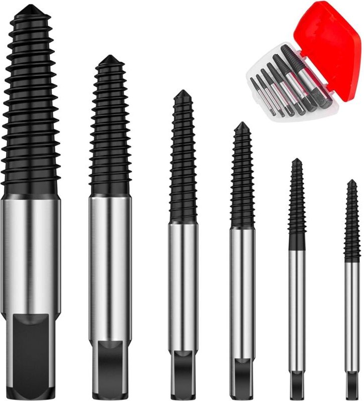 6-teiliges Set zum Ausdrehen abgebrochener Schrauben, Linkshänder-Schraubenausdreher, Linkshänder-Schraubendreher, 4-15 ...