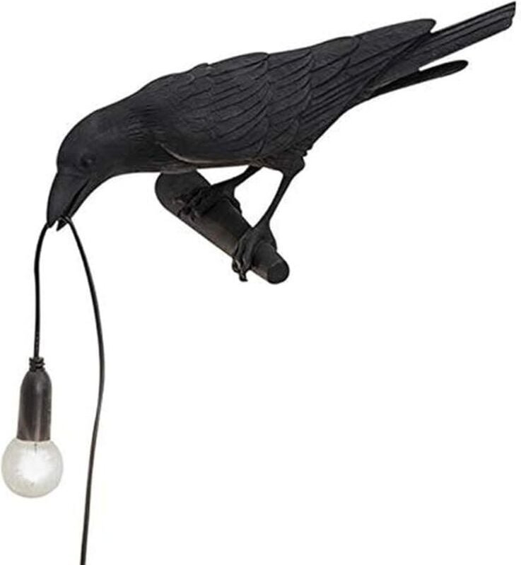 Vogel Tischlampen Krähe Schreibtisch Lampe Schlafzimmer Wandleuchte Licht Harz Dekoration (schwarz, Wandleuchte)