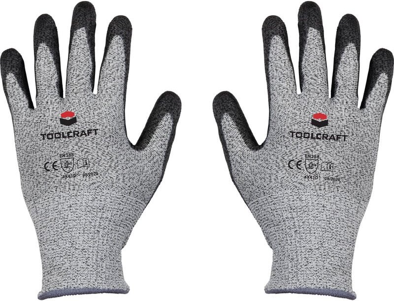Toolcraft - TO-5621607 HPPE-Faser, Polyester, Kunstfaser, Polyurethan Schnittschutzhandschuh Größe (h