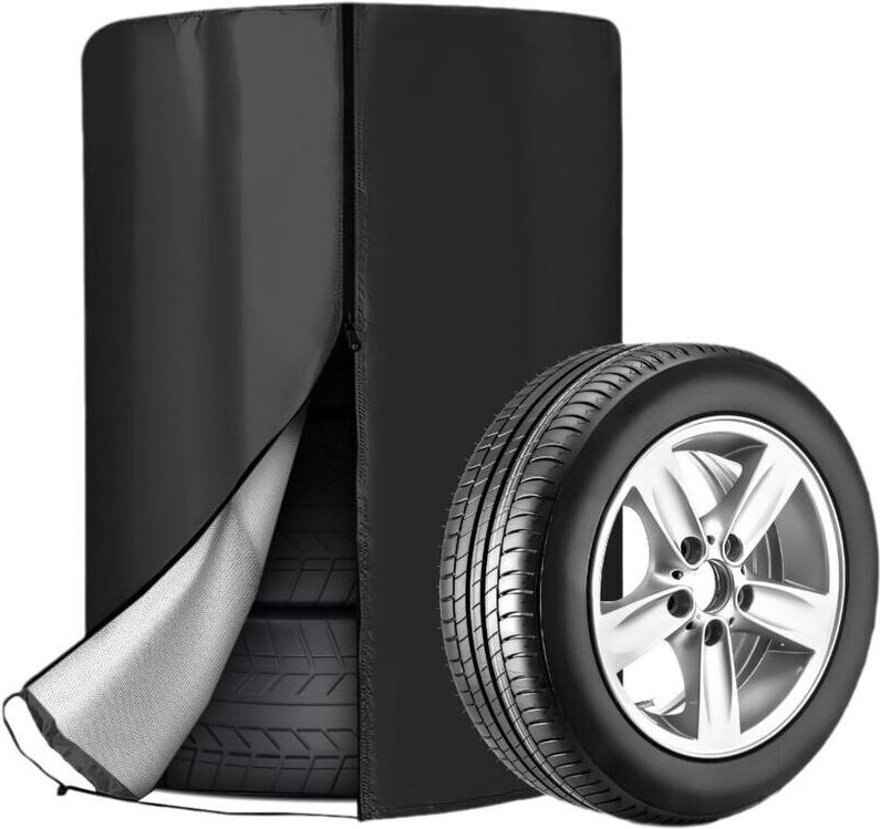 Autoreifenabdeckung (73 x 110 cm), wasserdicht und staubdicht, saisonale 4-Reifenabdeckung, 210D Oxford-Abdeckung, Schwa...