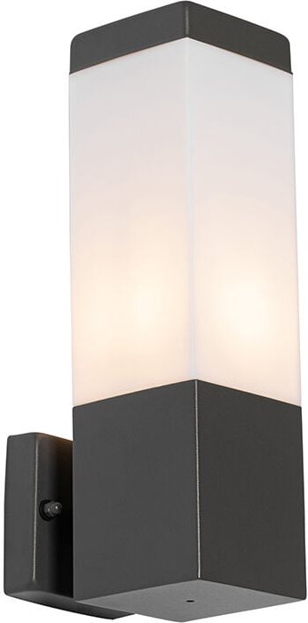 Moderne Außenwandleuchte dunkelgrau mit Opal - Malios