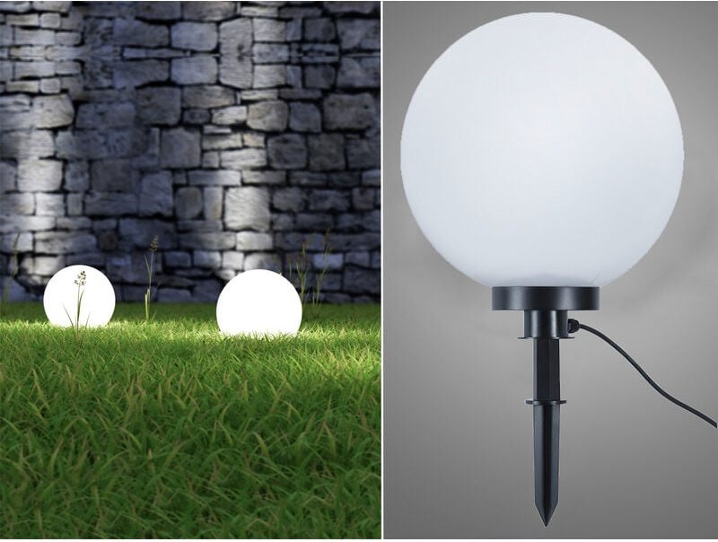 Reality - Leuchtkugel bolo für den Garten mit Strom Weiß, 5m Kabel, ø 40 cm