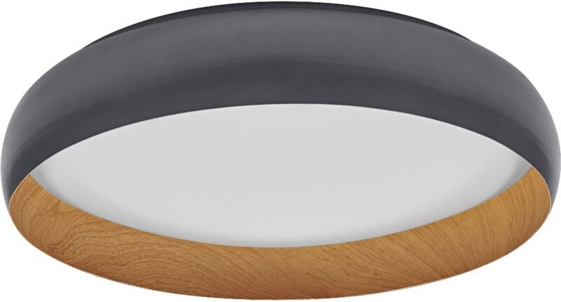 LEDVANCE ORBIS Livia LED-Deckenleuchte mit Metallring, grau/Holzdekor, 36W, 2000lm, 3000K, 520mm, 830 freundliches Warmw...