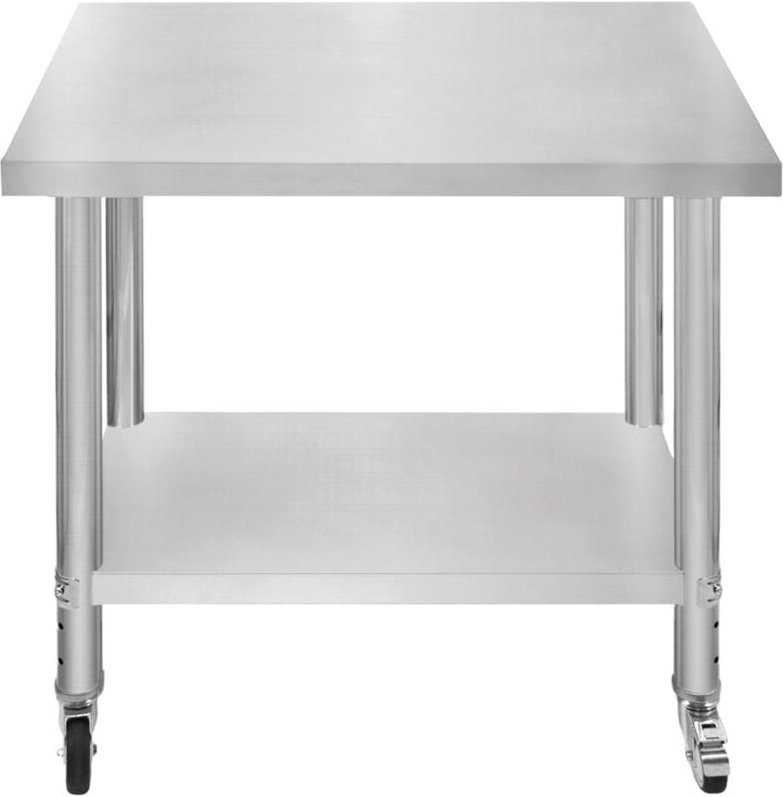 Gastro Edelstahl Arbeitstisch Vorbereitungstisch Küchentisch Mobil 76cm x 90cm