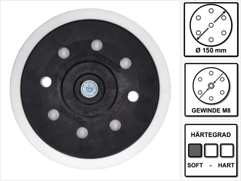 Schleifteller Weich für Exzenterschleifer / Schleifmaschine 150 mm M8 ( 196684-1 ) - Makita