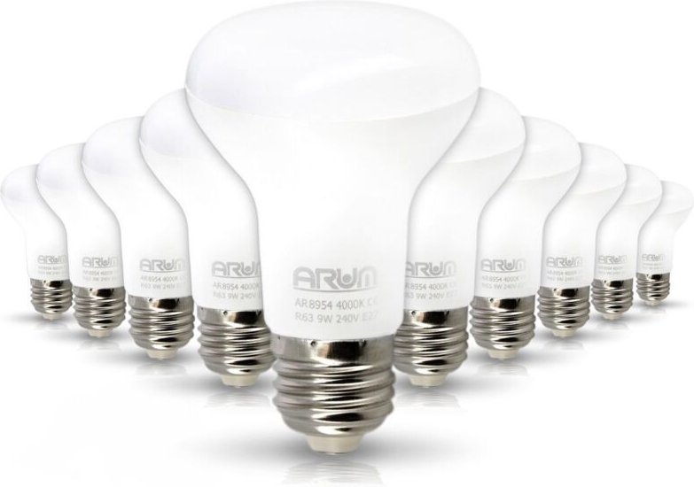 Satz von 10 Spot-LED-Lampen R63 E27 9W Eq 60W Farbtemperatur: Warmweiß 2700K