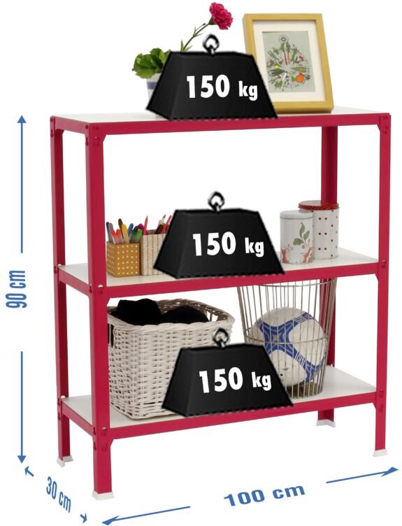 Simonrack Metallregal rosa und weiß 902x1100x310 mm