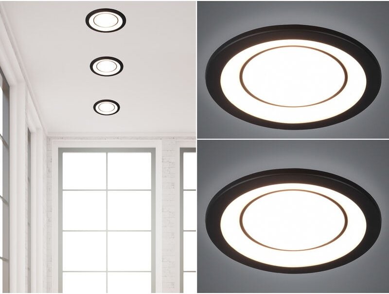 Trio Leuchten - Runder led Deckeneinbaustrahler 2er Set in Schwarz matt ø 14,8cm