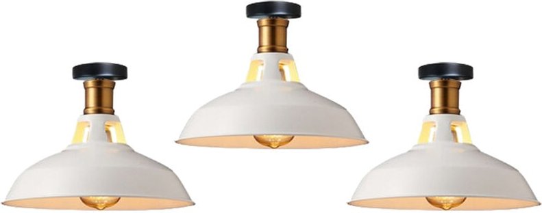 Thumbnail - Axhup - Deckenlampe Industriell Vintage Deckenleuchte Eisen 27cm Lampenschirm Weiß Lampe für Flur, Balkon, Treppe - 3 Pa...