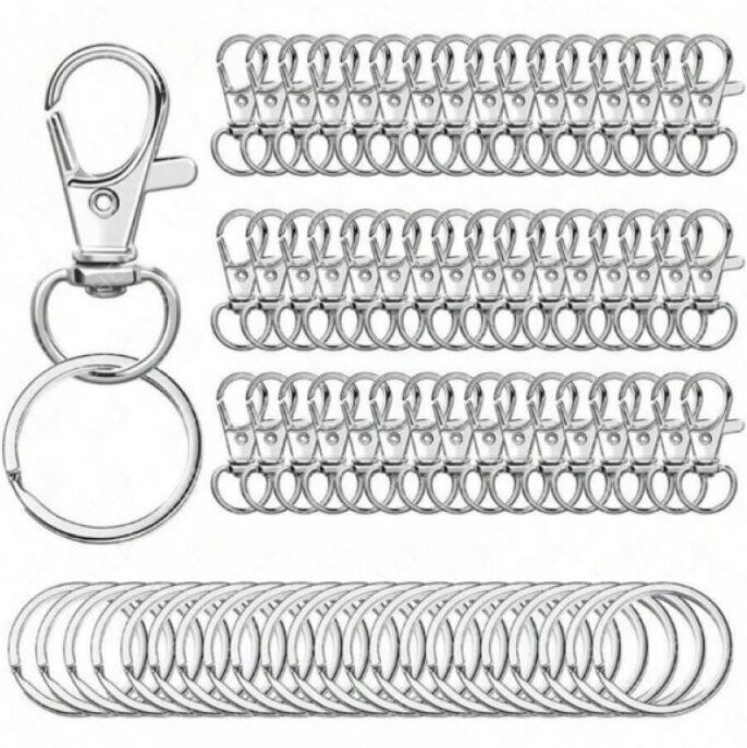 Packung mit 50 Metall-Karabinerhaken für Schlüsselanhänger, Karabinerverschlüsse, drehbare Schlüsselanhänger, Schmuckhak...