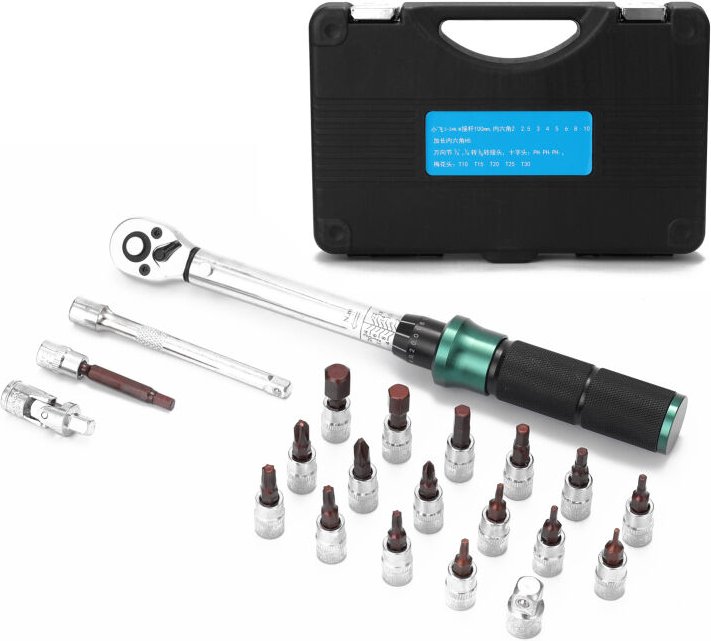 Mini chiave dinamometrica portatile a sgancio rapido, regolabile, con custodia, 21 inserti preimpostati (attacco da 1/4 ...