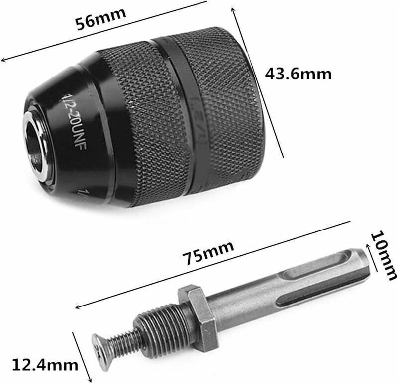 Hochleistungs-Profi-Schnellwechsel-Bohrfutter 1/2-20 UNF (2-13 mm) mit 6,35 mm (1/2") SDS-Adapter