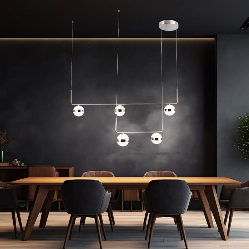Globo Lighting - led Decken Pendel Hänge Lampe Leuchte Metall Nickel Matt Chrom Opal Wohn Zimmer