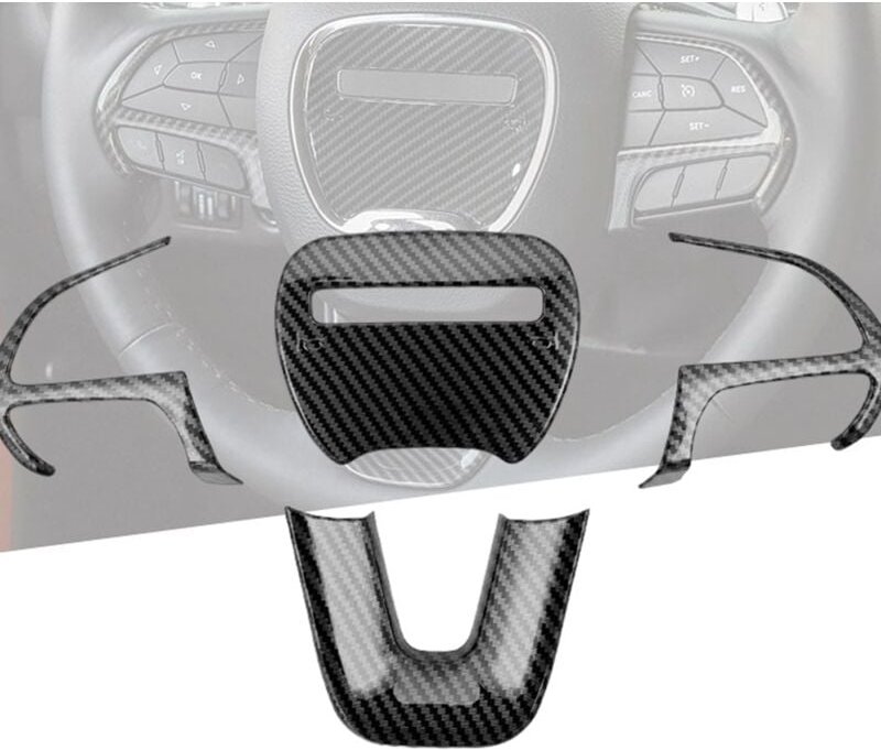 Thumbnail - (nior)Auto-Lenkrad-Dekoration im ABS-Chrom-Carbon-Stil für Dodge Challenger 15–21