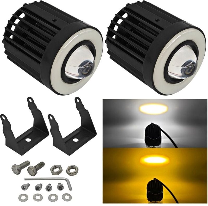 Thumbnail - Laser LED Scheinwerfer + Ring Motorrad, Roller, Quad, ATV 2 Stk