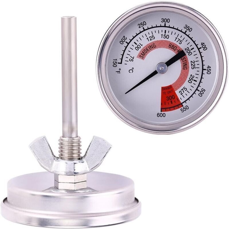 Backofen-, Koch-, Pizzaofen-, Grill- und Pizzaofenthermometer aus Edelstahl. Messbereich: 75 bis 300 °C (150 bis 600 °F)...