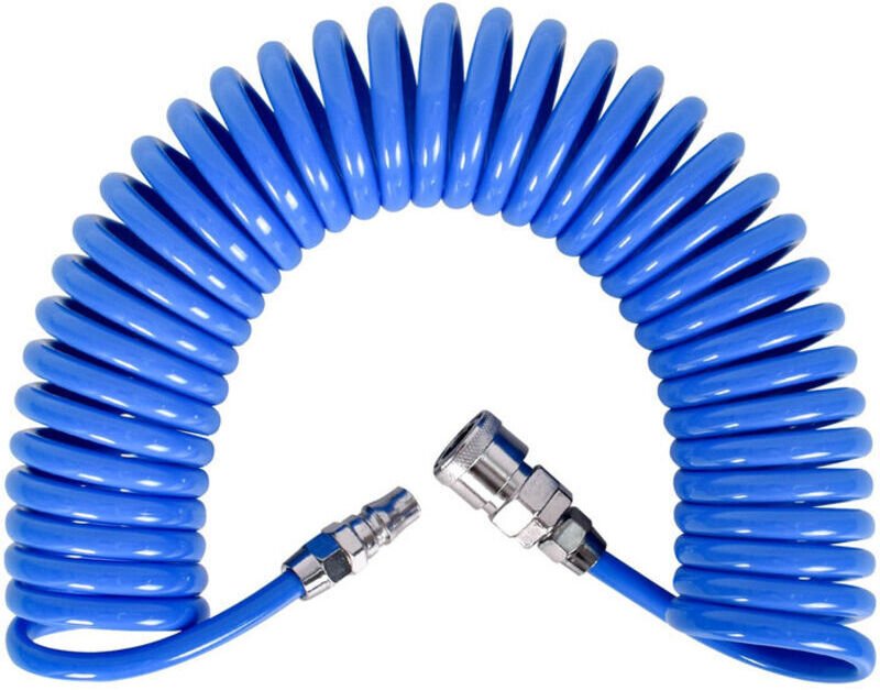 Spiral-Druckluftschlauch - Länge: 12 m - mit Schnellkupplung - für Kompressoren, OUYLAF