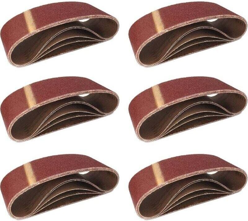 Stoffschleifbänder 5 Stück 100 x 610 mm Mixpack (je 1 x Körnung 40/60/80/120/180) für Bandschleifer Schleifpapier-Schlei...