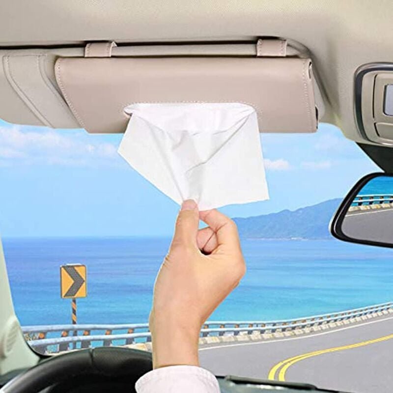 Taschentuchbox für die Sonnenblende im Auto, Taschentuchhalter-Clip aus Leder für die Sonnenblende im Auto, Aufbewahrung...