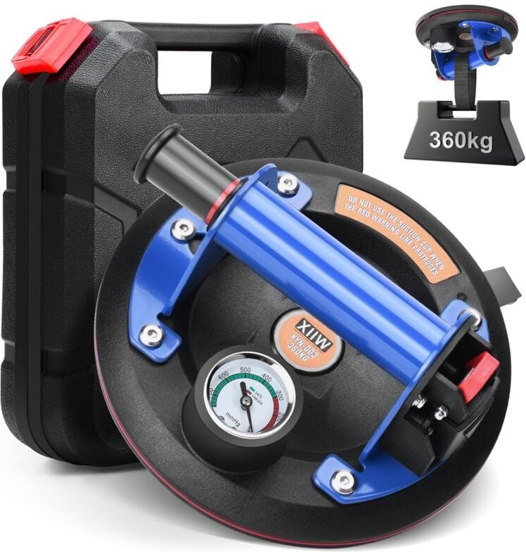 Glas Saugheber 360KG Vakuum Glasheber mit Metallgriff, Hochleistungs-Handsaugheber Glasheber Saugnäpfe Plattenheber Saug...