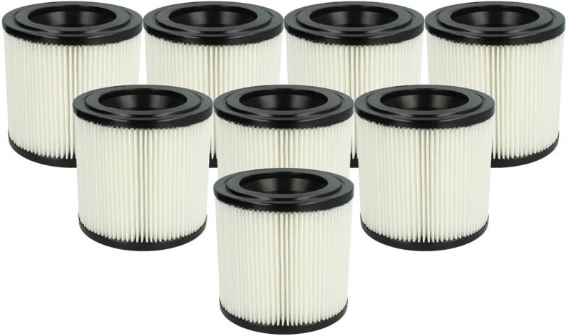 vhbw 8x Faltenfilter kompatibel mit Kärcher NT 22/1, 48/1, 27/1 Staubsauger - Patronenfilter Schwarz Weiß Abwaschbar