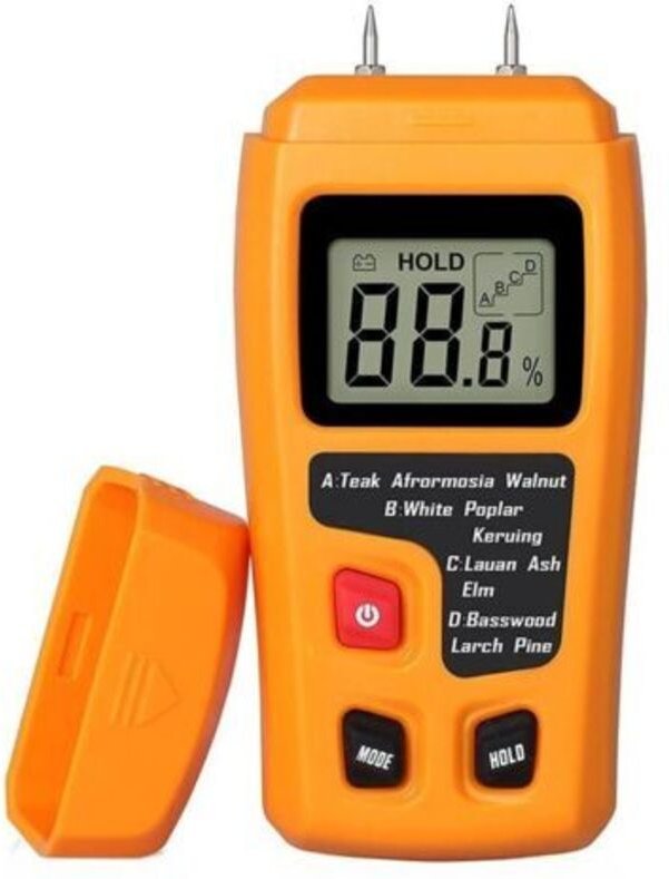 Tragbares Holzfeuchtemessgerät, LCD-Feuchtemesser zur Holzfeuchtebestimmung, zur Messung des Feuchtigkeitsgehalts von Br...