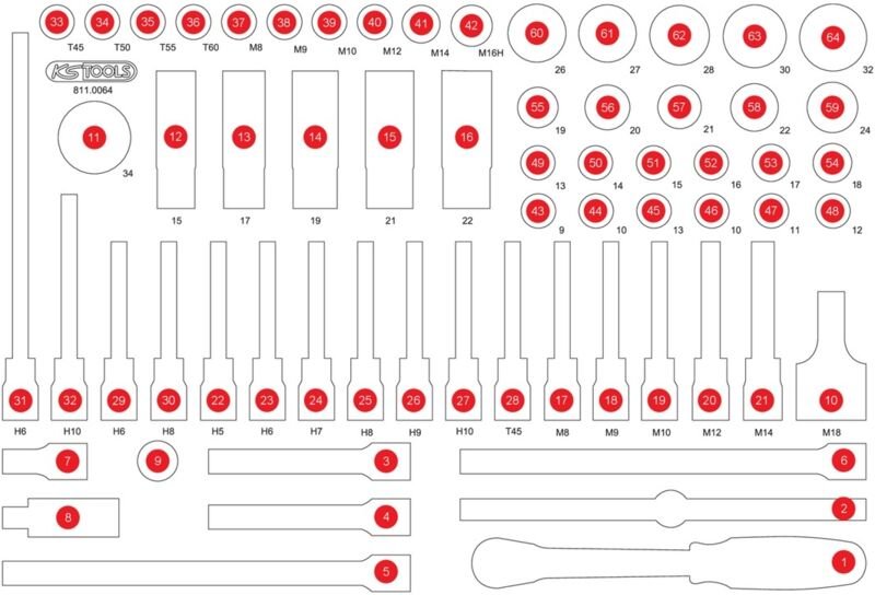 KS TOOLS Leere Schaumstoffeinlage zu 811.0064 ( 811.0064-97 )