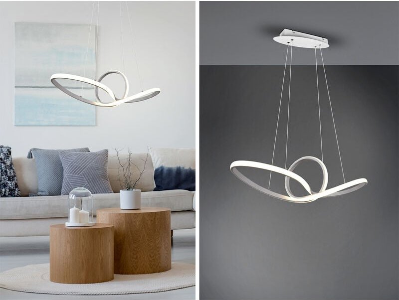 Led Pendelleuchte sansa Weiß geschwungen dimmbar, Breite 80cm