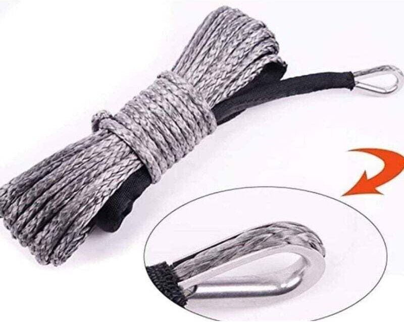 Graues, synthetisches Seilwindenseil mit Mantel, 12-litzig, 7700 lb (ca. 3500 kg) Tragkraft, 6 mm x 15 m