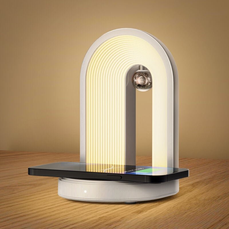 Nachttischlampe mit Ladefunktion, 15W Kabelloses Laden Tischlampe, Dimmbare Nachtlicht Touch Lampe, für Wohnzimmer Schla...