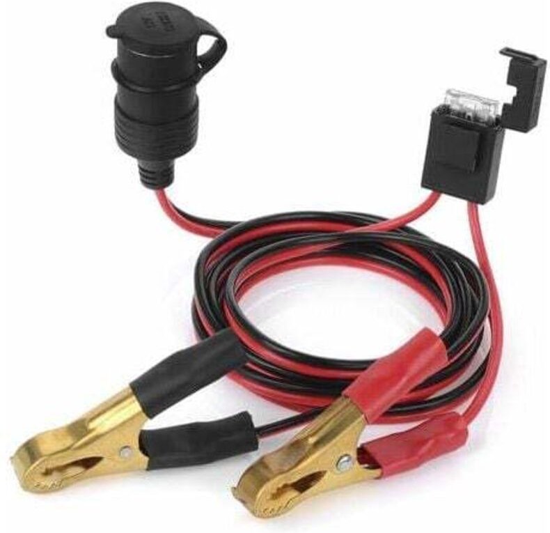 12V/24V Kfz-Zigarettenanzünderstecker (weiblich) mit Krokodilklemmen und 60 cm langem Verlängerungskabel für Kfz-Batteri...