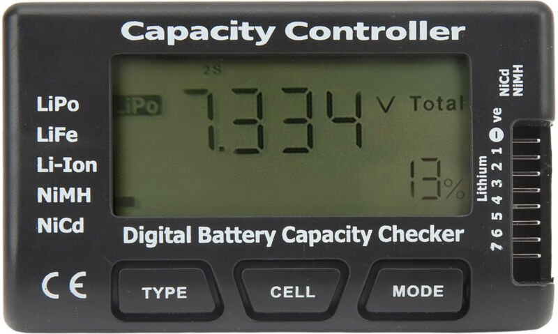 Digitaler Batteriekapazitätstester, Batteriekapazitäts- und Spannungsprüfer, Kontrollgerät mit LCD-Bildschirm, für LiPo,...