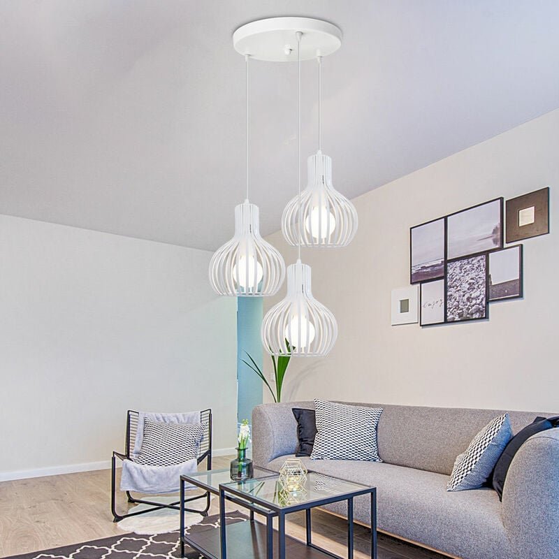 Pendelleuchte, Stil Industral Hängeleuchte, Kronleuchter mit Käfig E27 Beleuchtung für Wohnzimmer Esszimmer - 1 Flammig ...