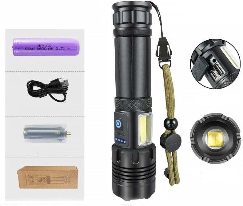 Aiperq - Ultrastarke LED-Taschenlampe, wiederaufladbare Taschenlampe, leistungsstarke militärische taktische Taschenlamp...