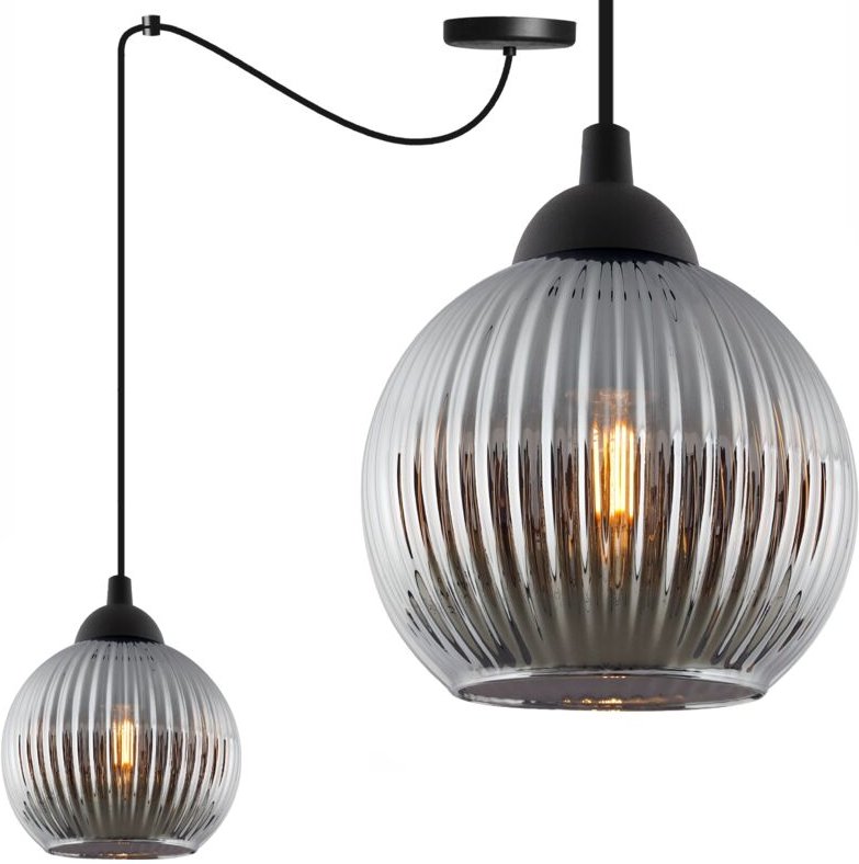 Riffle Spider Hängelampe Schwarz 1 Flache Graphitform Kugel E27