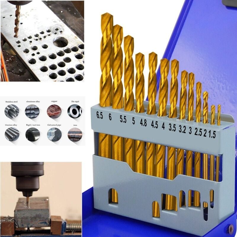 Thumbnail - Dayplus - 13 Stück hss Metallbohrer-Satz Spiralbohrer Cobalt Stahl Bohrer 2-6.5 mm mit Box