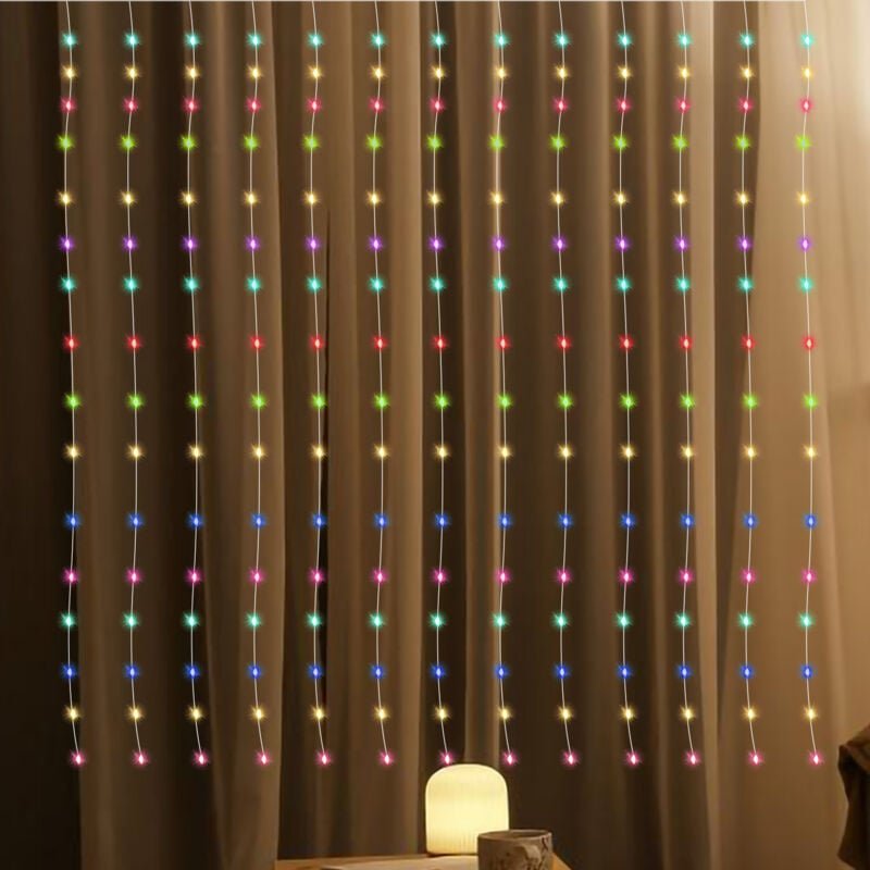Swanew led Lichtervorhang 8 Lichtmodi usb Lichterkette Party Garten Weihnachten Hochzeit Deko IP44 3x6m Bunt