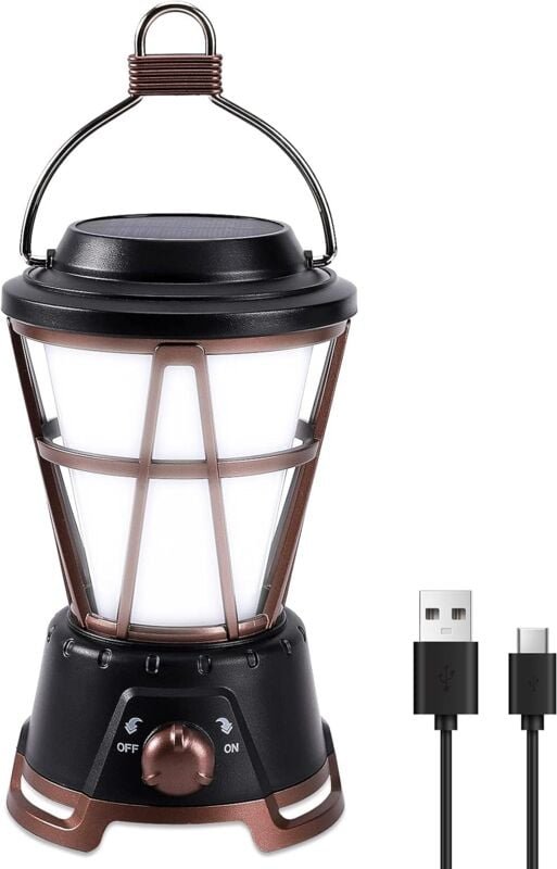 Qiedie - LED-Campinglaterne, leistungsstarke wiederaufladbare Campinglampe mit 1000 lm, Taschenlampe für die Außenbeleuc...