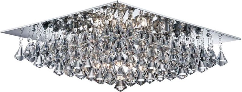 Searchlight - Design Decken Leuchte Glas Kristall Lampe Tropfen-Form Wohn Zimmer Beleuchtung alu Strahler eckig