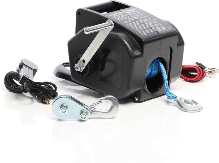 XPOtool Elektrische Seilwinde 12V 350W bis 1570kg, 1,8m/min, Motorwinde mit Seilzug, Elektroseilwinde mit Haken und Mont...