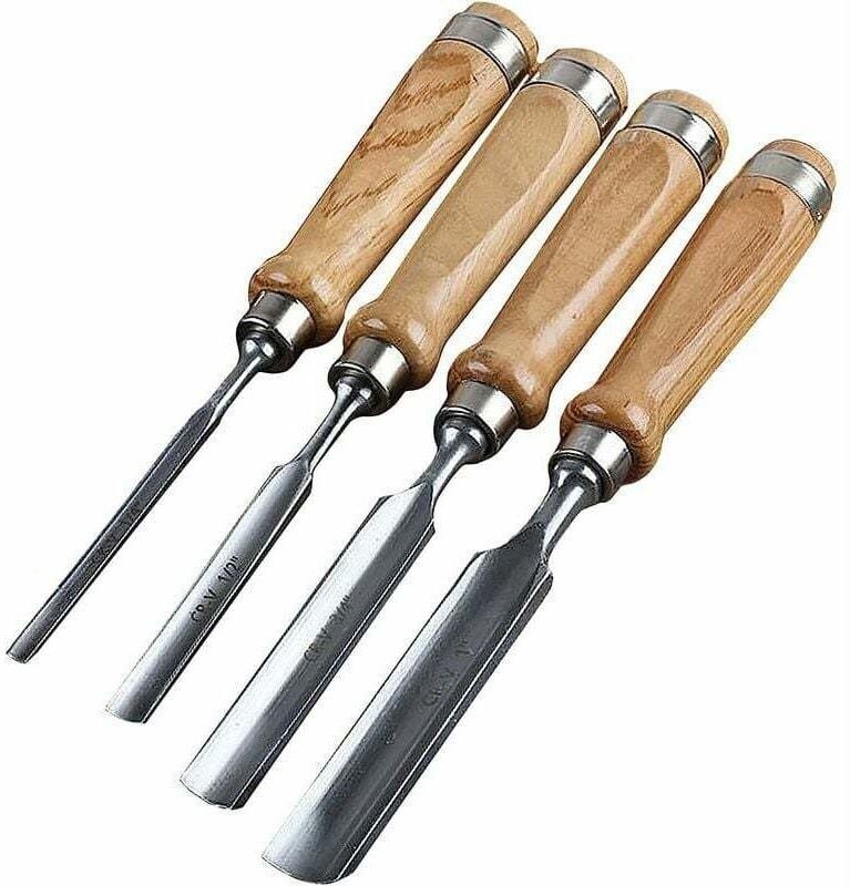 Thumbnail - Professionelles Stechbeitel-Set, 4-teiliges Stechbeitel-Set, Holzschnitzwerkzeug-Set, Handskulptur-Schnitzbeitel, Hohlei...