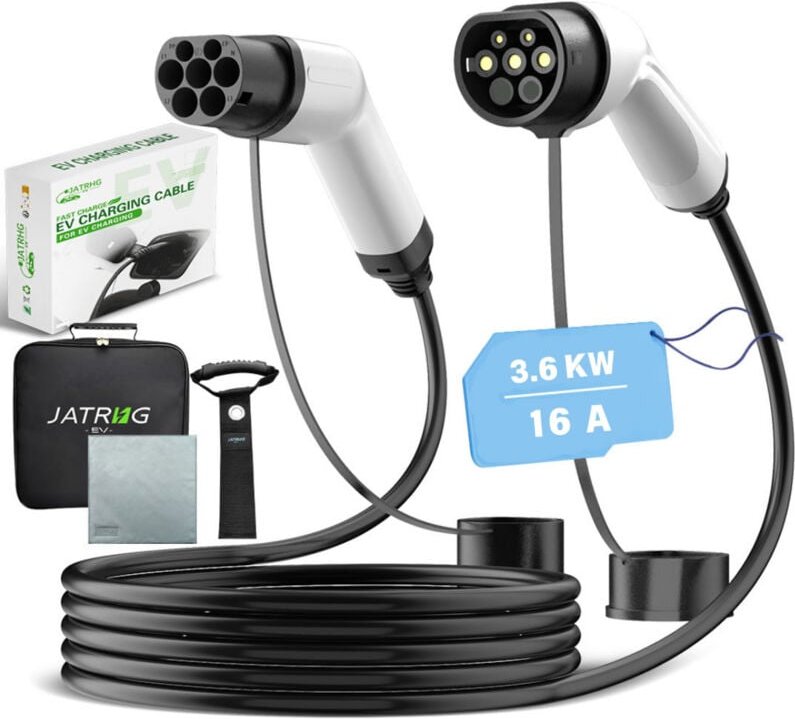 Ladekabel für Elektrofahrzeuge, 3,6 kW, 15 m, 16 a, einphasiges Verlängerungskabel für Hybridfahrzeuge vom Typ 2 auf Typ...