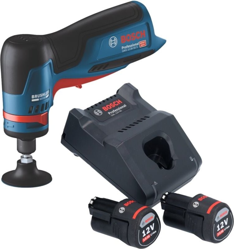 Bosch gwg 12V-50 s Professional Akku Geradschleifer 12 v 6 mm Brushless + 2x Akku 3,0 Ah + Ladegerät