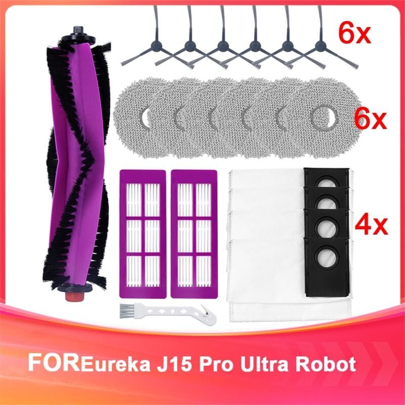 Zubehörset für J15 Pro Ultra Roboterstaubsauger, Bürstenrolle, Seitenbürsten, Ersatztücher, Staubbeutel