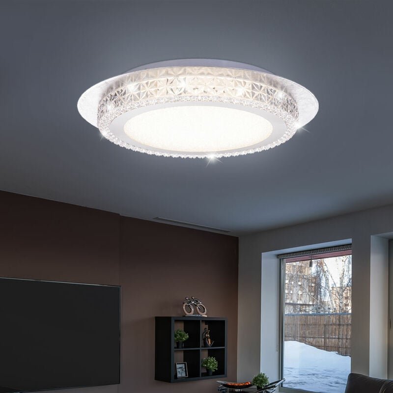 Etc-shop - Deckenlampe in Blattsilber aus Kristall Design Deckenleuchte in runder Form, 1x led Platine 18 Watt 1600 Lume...