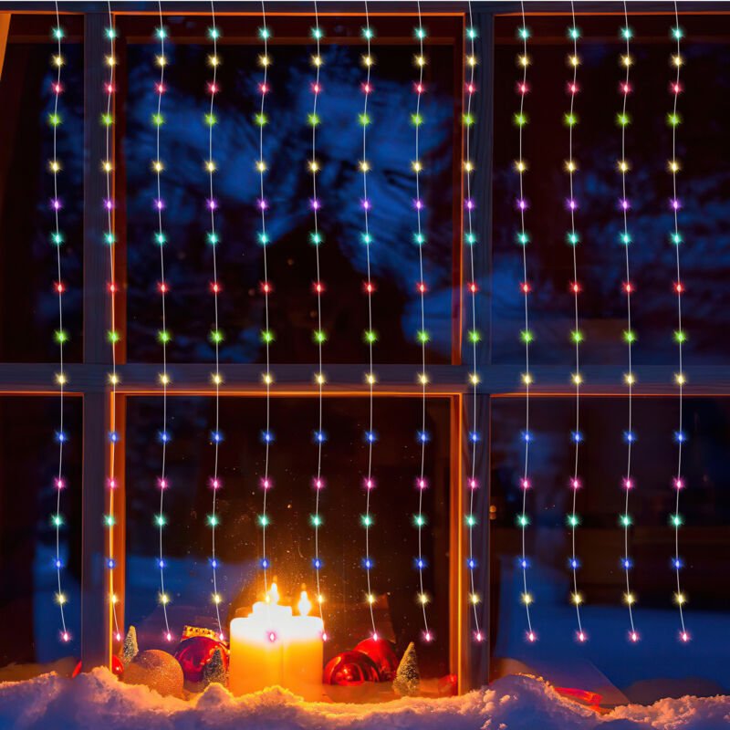 Thumbnail - Led Lichtervorhang 8 Lichtmodi usb Lichterkette Party Garten Weihnachten Hochzeit Deko IP44 3x6m Bunt - Tolletour